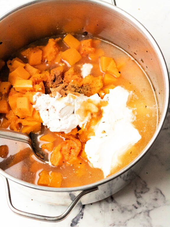 blending soup ingredients