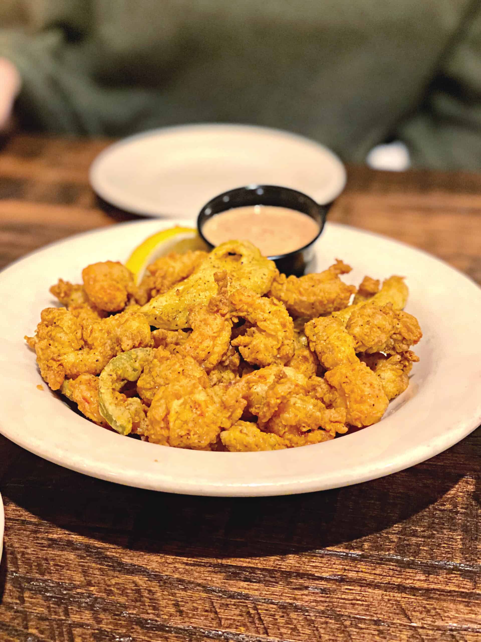 Cajun Popcorn and dipping sauce.