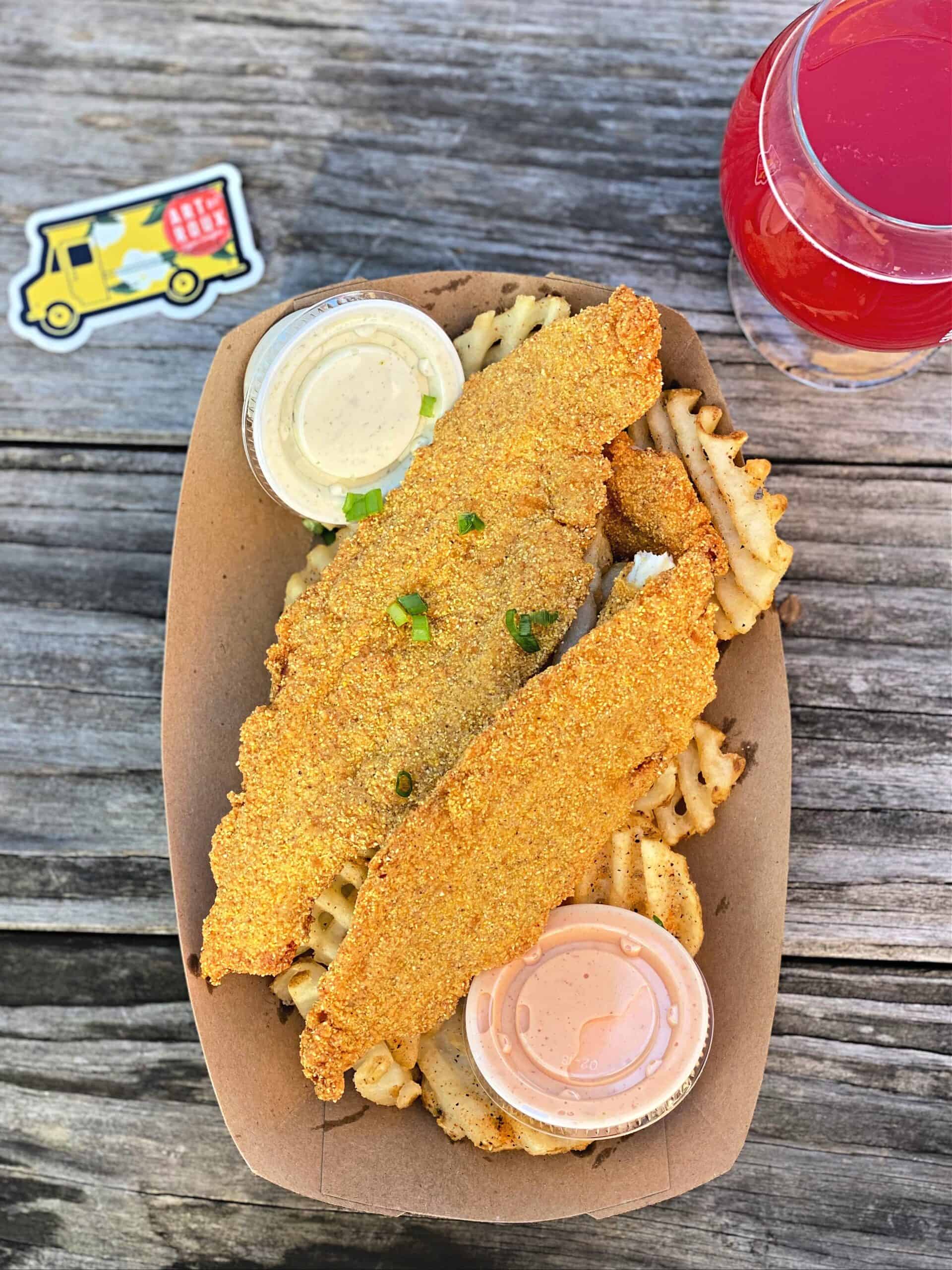 Catfish Basket with crinkle cut French fries.