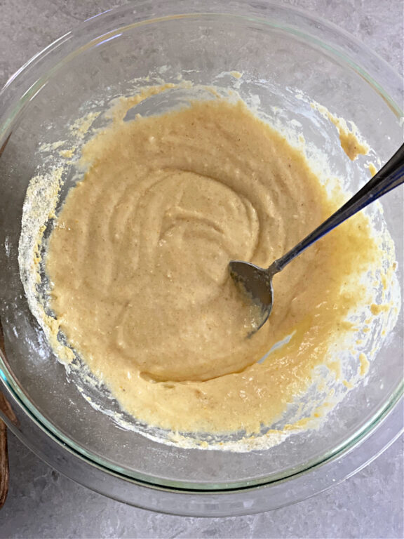 stirring cornbread batter