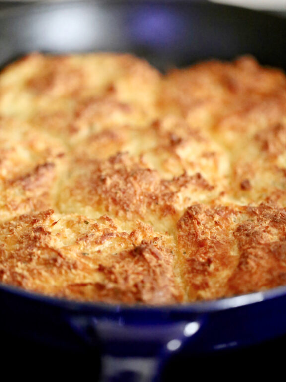 pan of keto biscuits with herbs