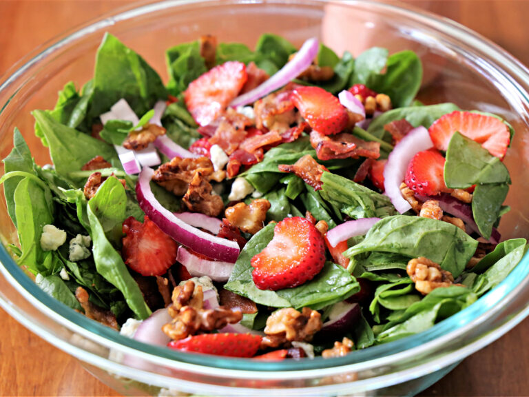 Keto Sausage Balls Strawberry Spinach Salad