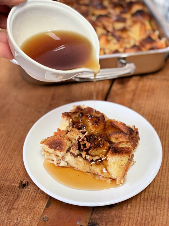 French toast casserole with syrup