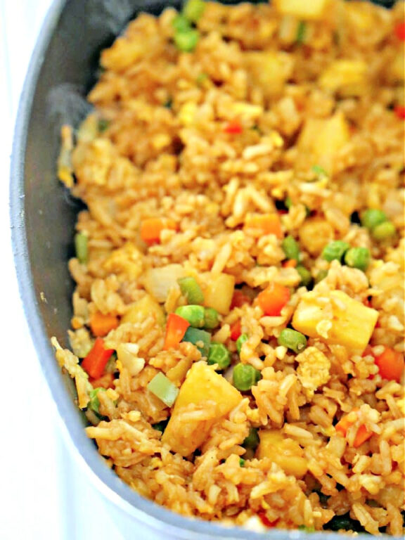 pan of tropical fried rice