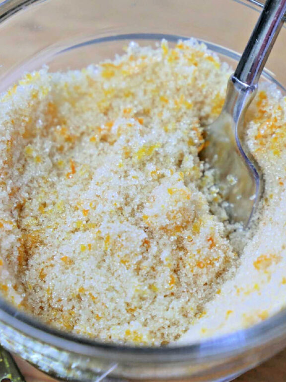 bowl of orange sugar