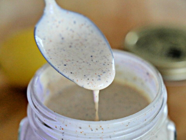 Alabama White Barbecue Sauce spoonful of Alabama White Sauce