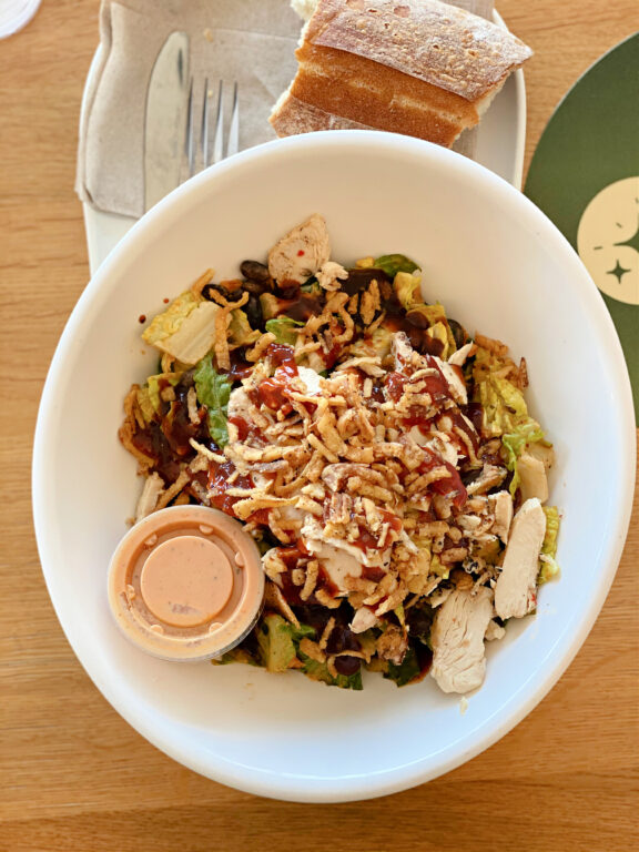 Panera BBQ Chicken Salad and baguette