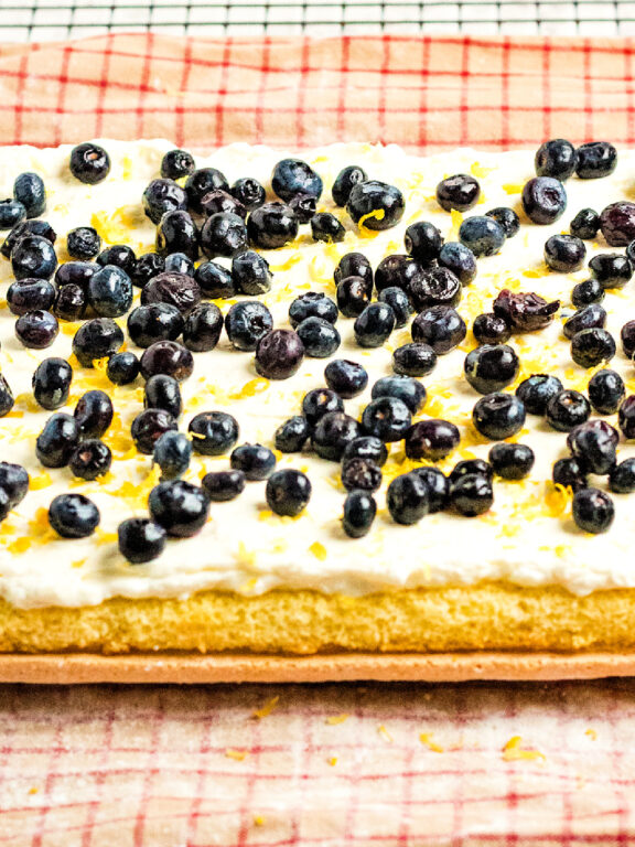 blueberries on top of filling