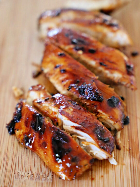 Caribbean Chicken grilled Caribbean chicken on a cutting board