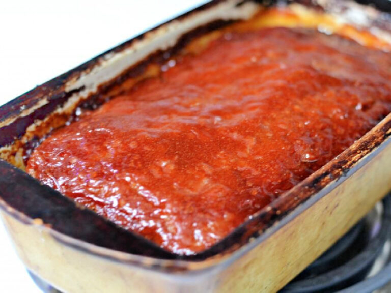The Best Brown Sugar Glazed Meatloaf brown sugar glaze on a meatloaf