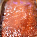 brown sugar glazed meatloaf in a pan