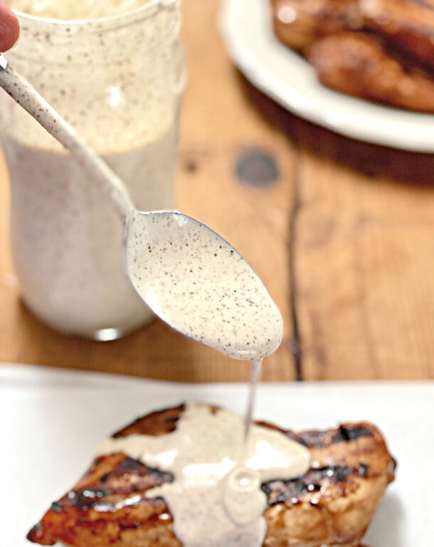 White sauce on chicken
