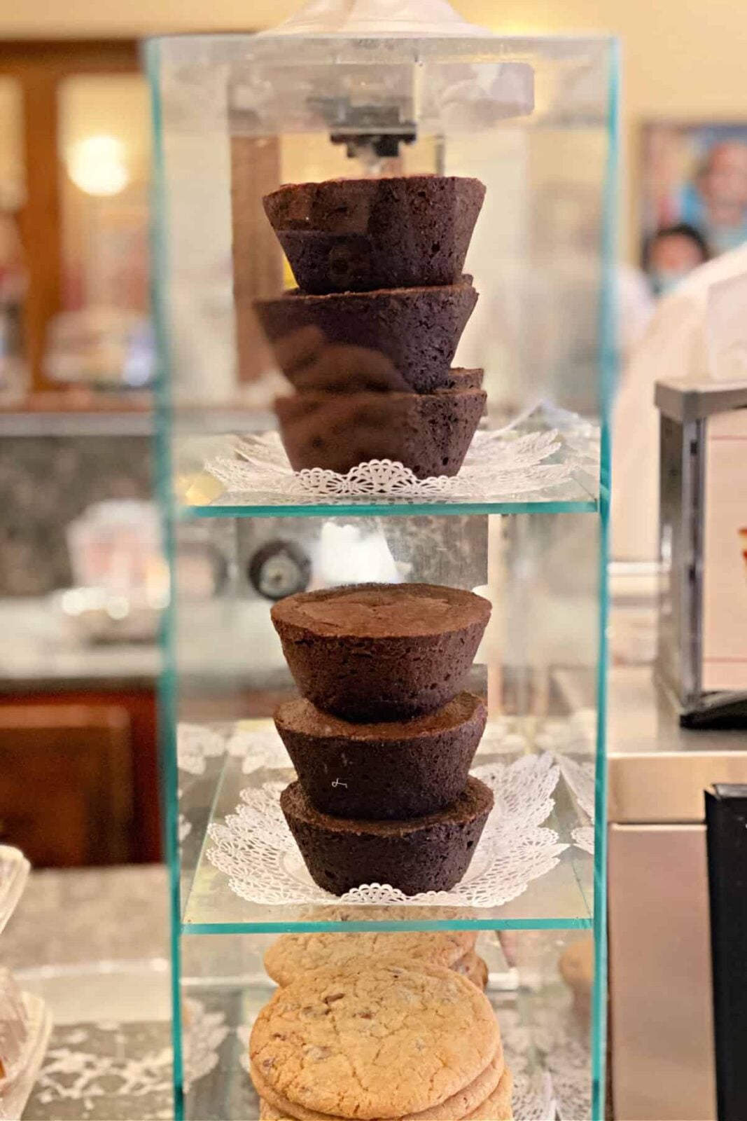 Stack of brownies.