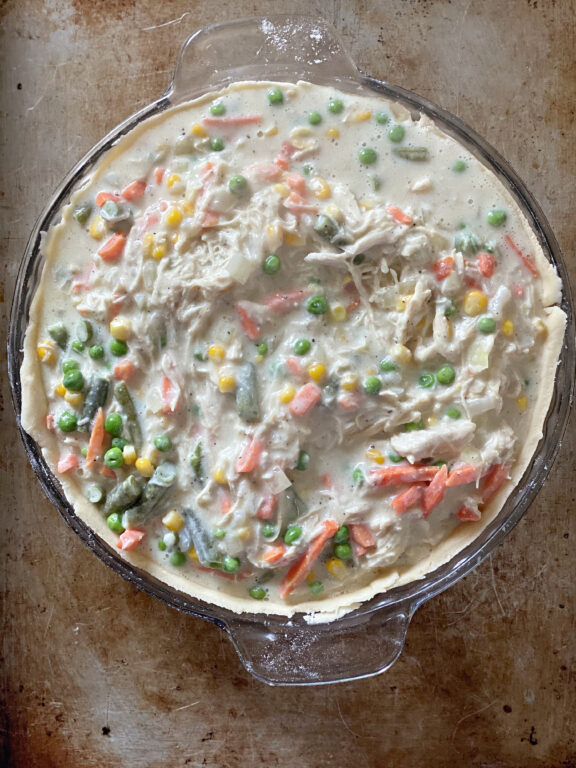 chicken pot pie filling in pie crust