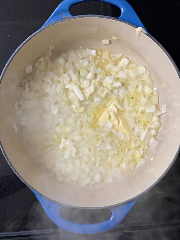 onions sautéing in butter