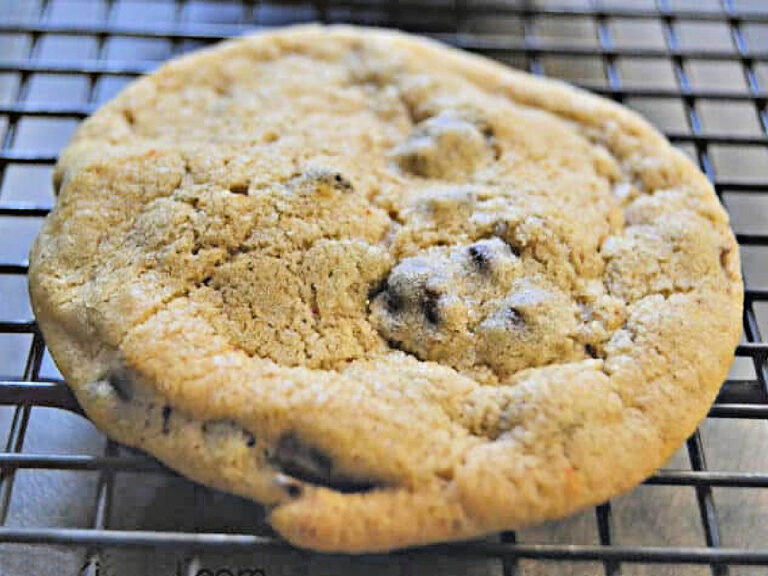 chocolate chip cookie on wire rack