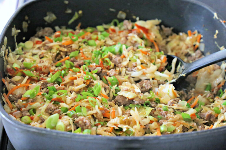 keto egg roll in a skillet