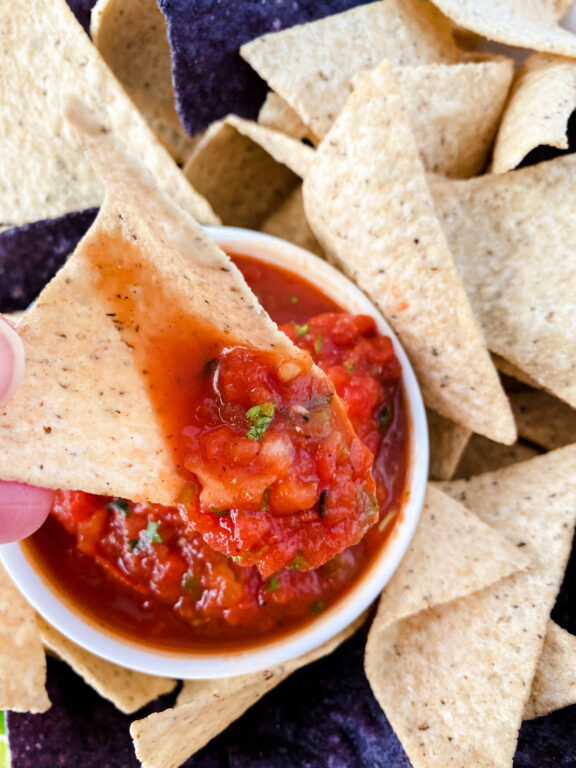 chip with salsa on it