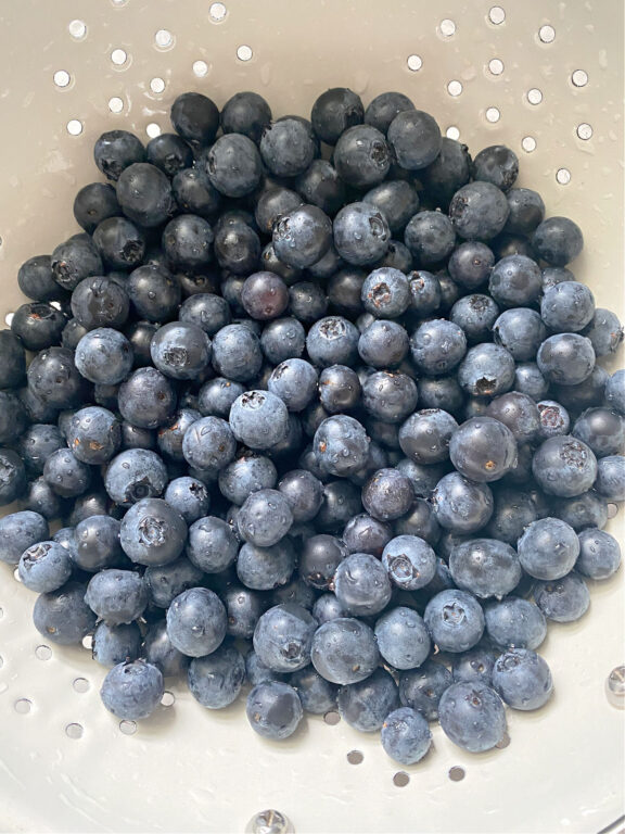 fresh blueberries in a collander