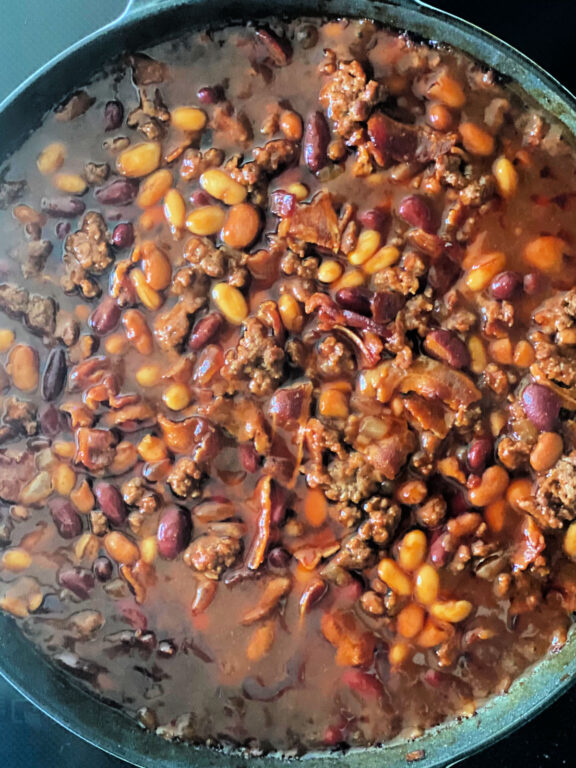 BBQ Baked Beans skillet of bbq baked beans