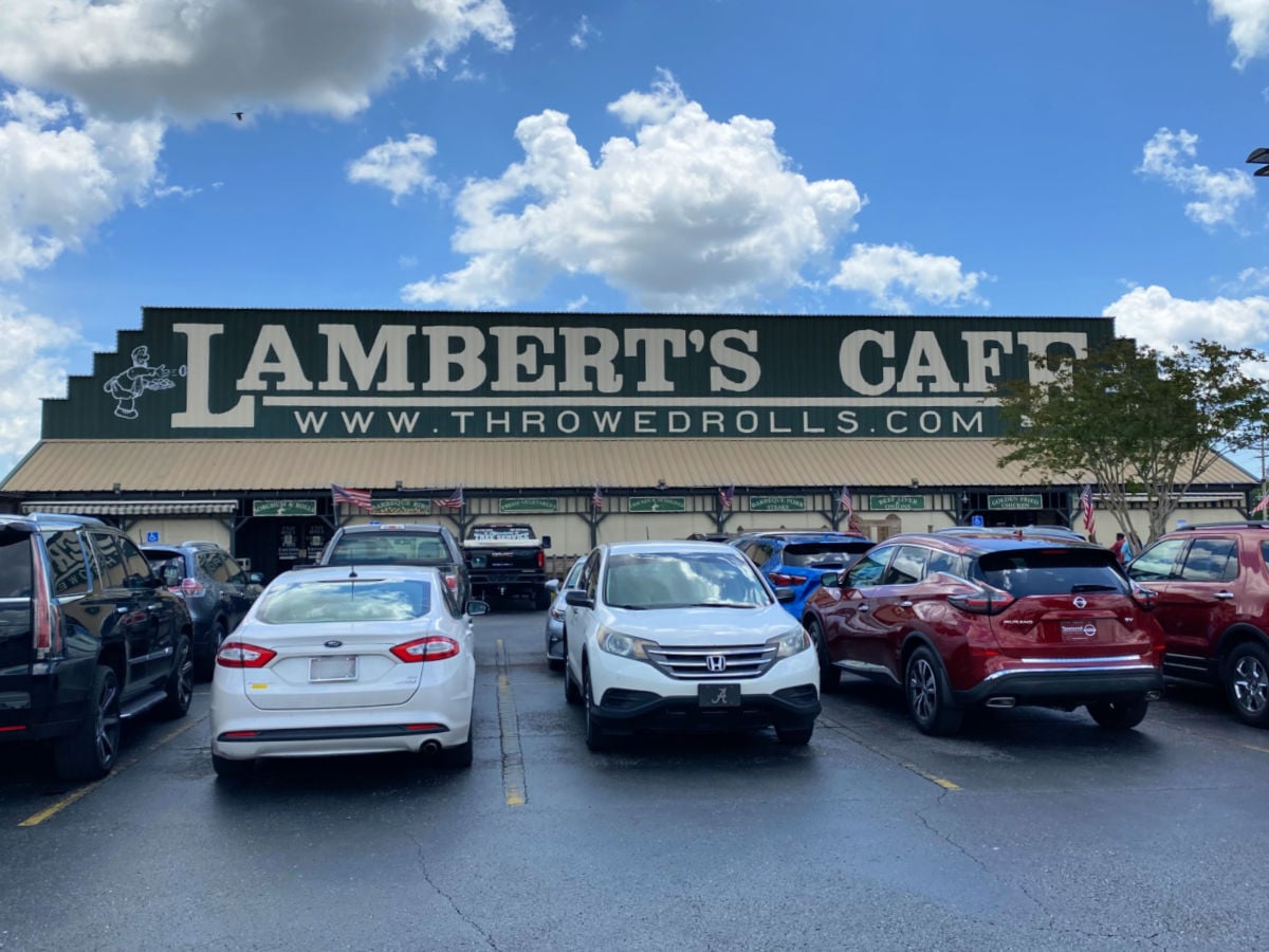 Lambert's Cafe building and parking lot.