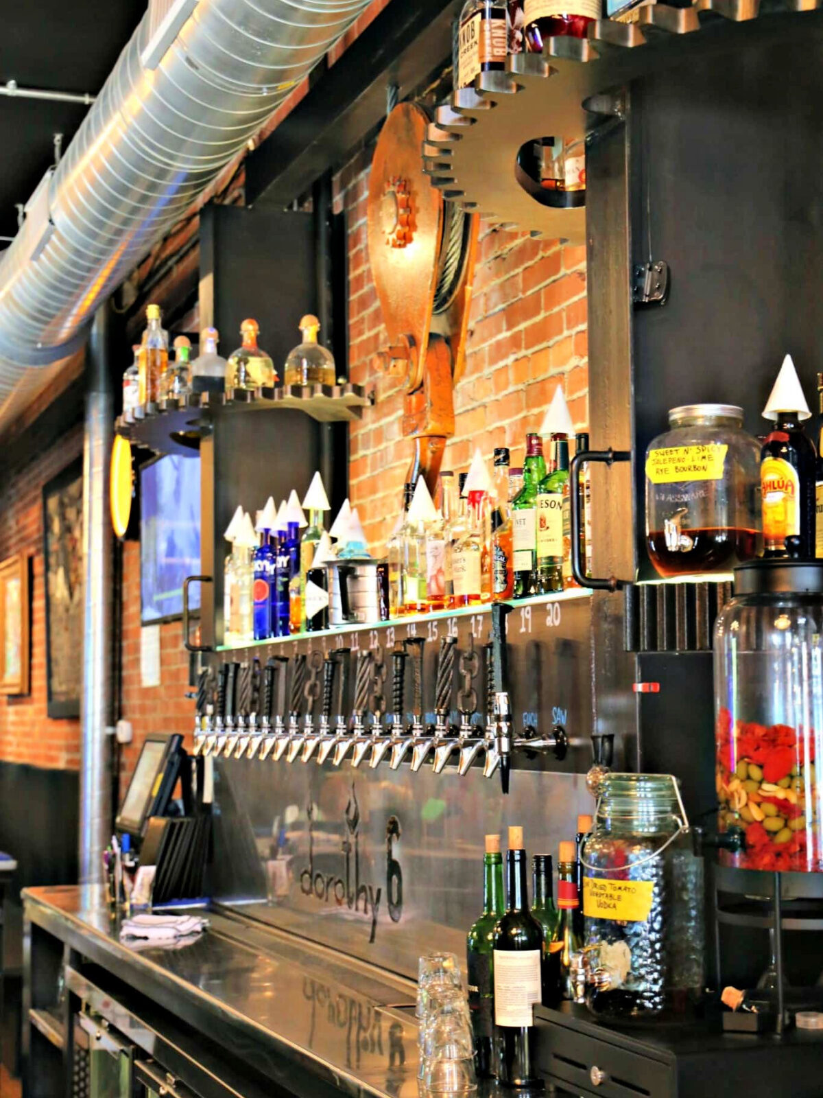 Where To Eat in Pittsburgh Beer dispenser at the bar inside Dorothy 6 in Pittsburgh.