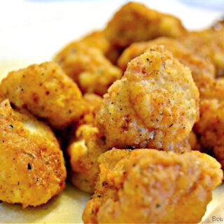 Chicken nuggets on a paper towel.