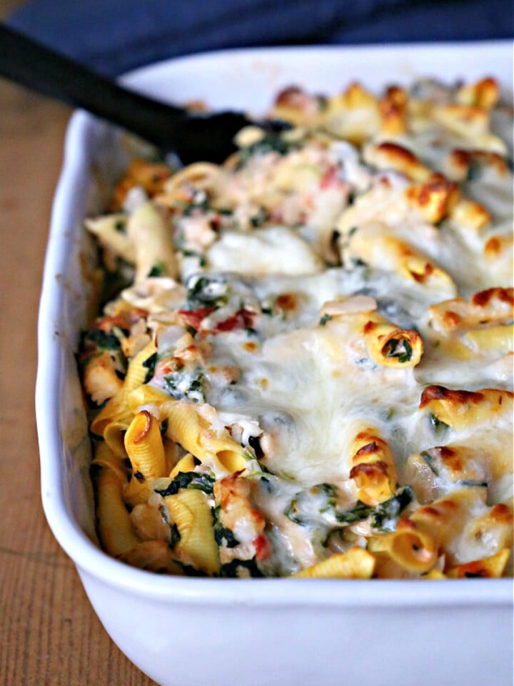 Easy Chicken and Spinach Pasta Bake - Southern Kissed