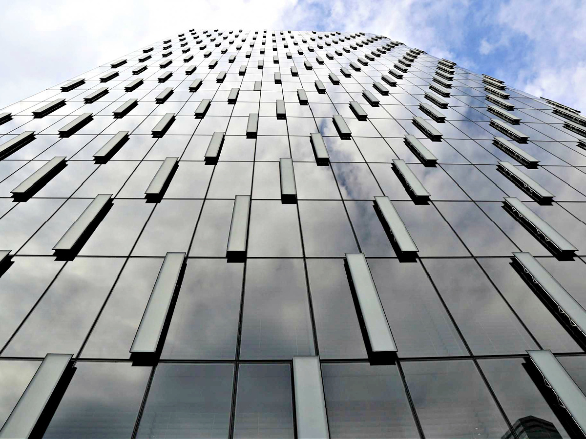 Looking up towards the top of the PNC headquarters in Pittsburgh.