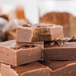 Stack of chocolate fudge.