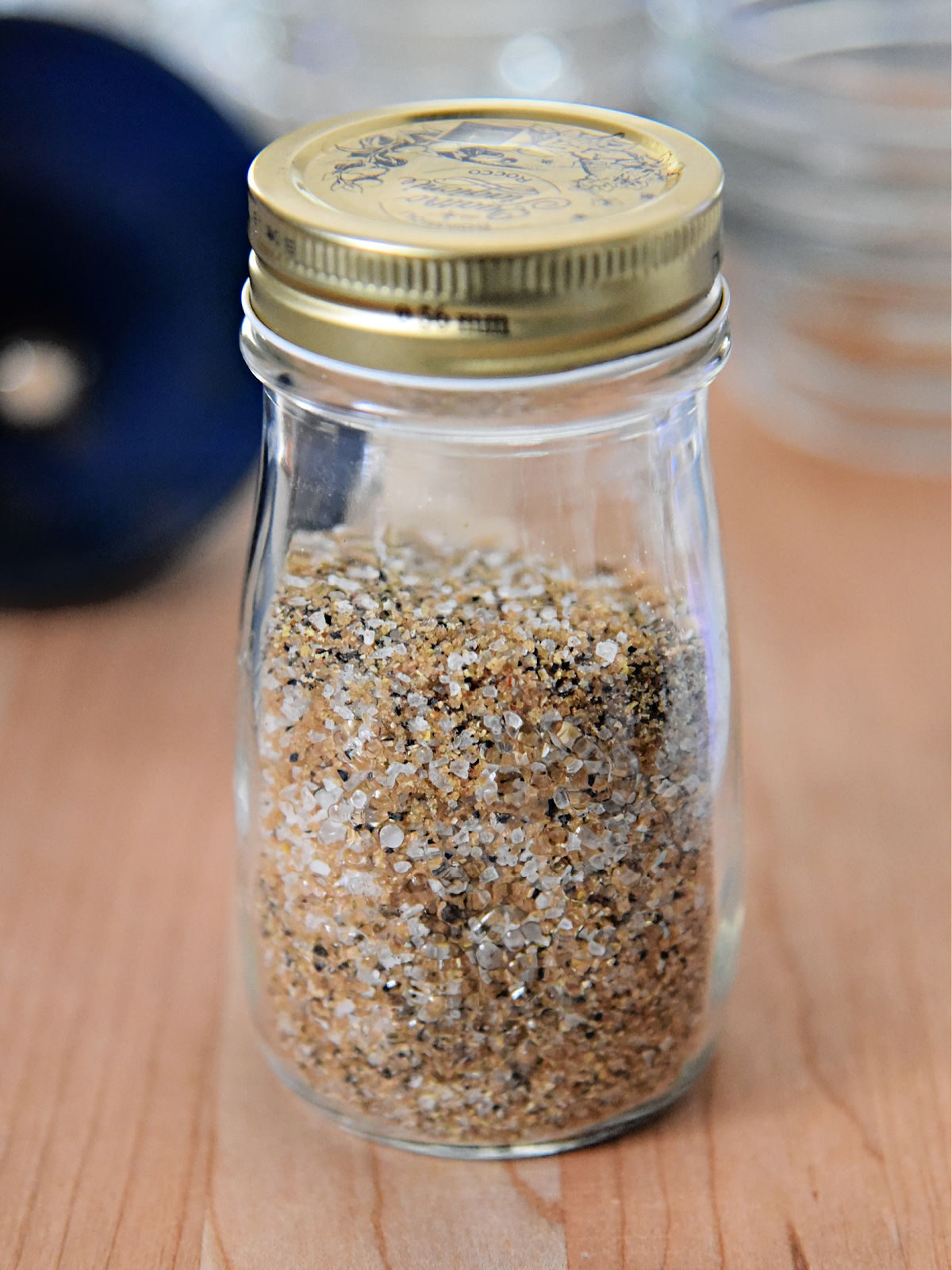 Spices combined together in a small glass jar.