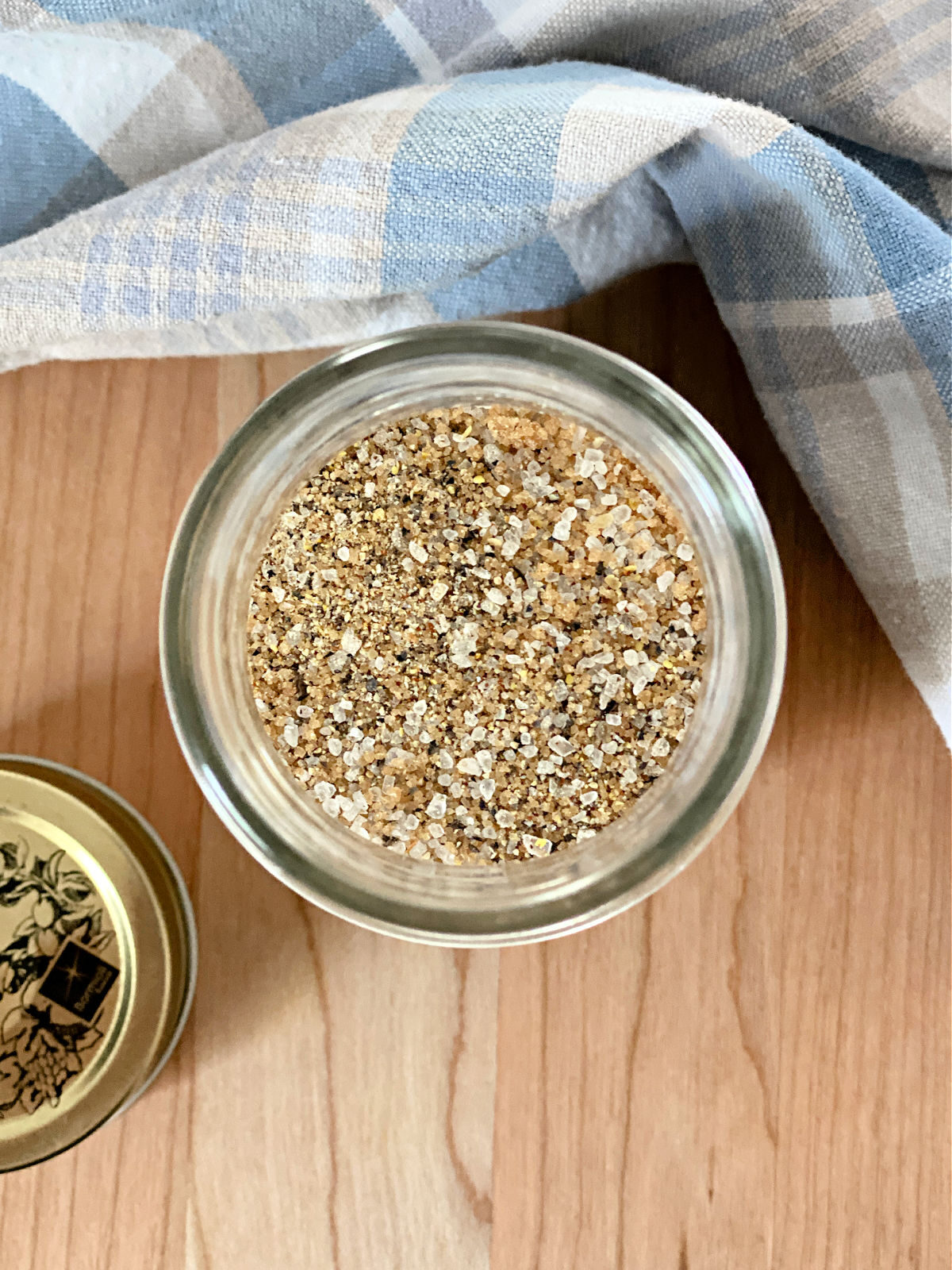 Spices combined together in a small glass jar.