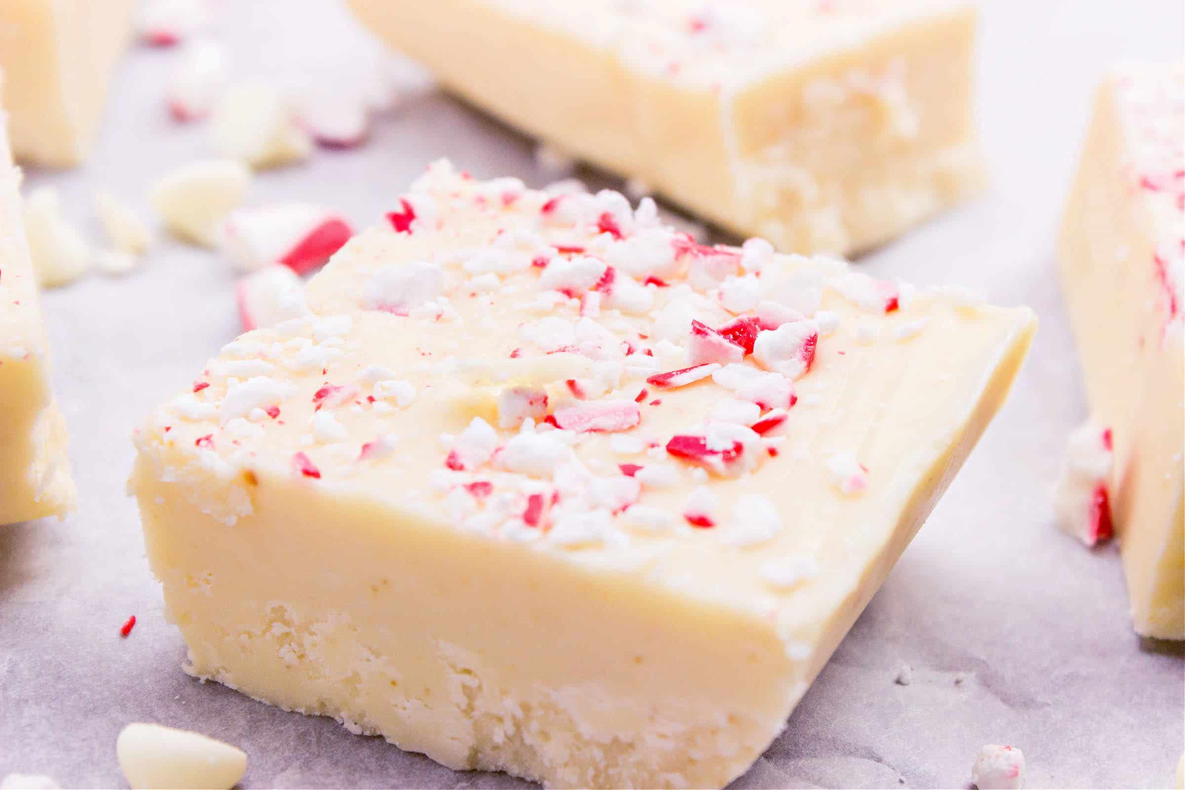 Homemade Fudge with Crushed Peppermint Topping Southern Kissed