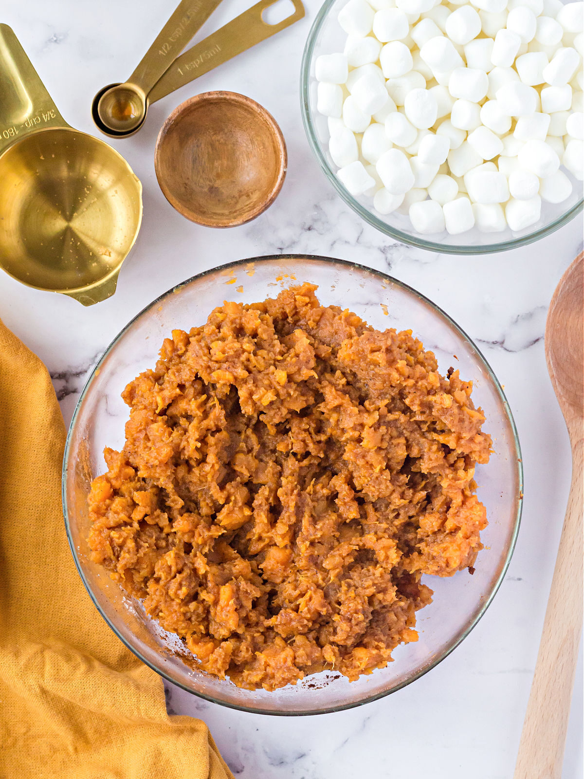 Bowl of mashed sweet potatoes.