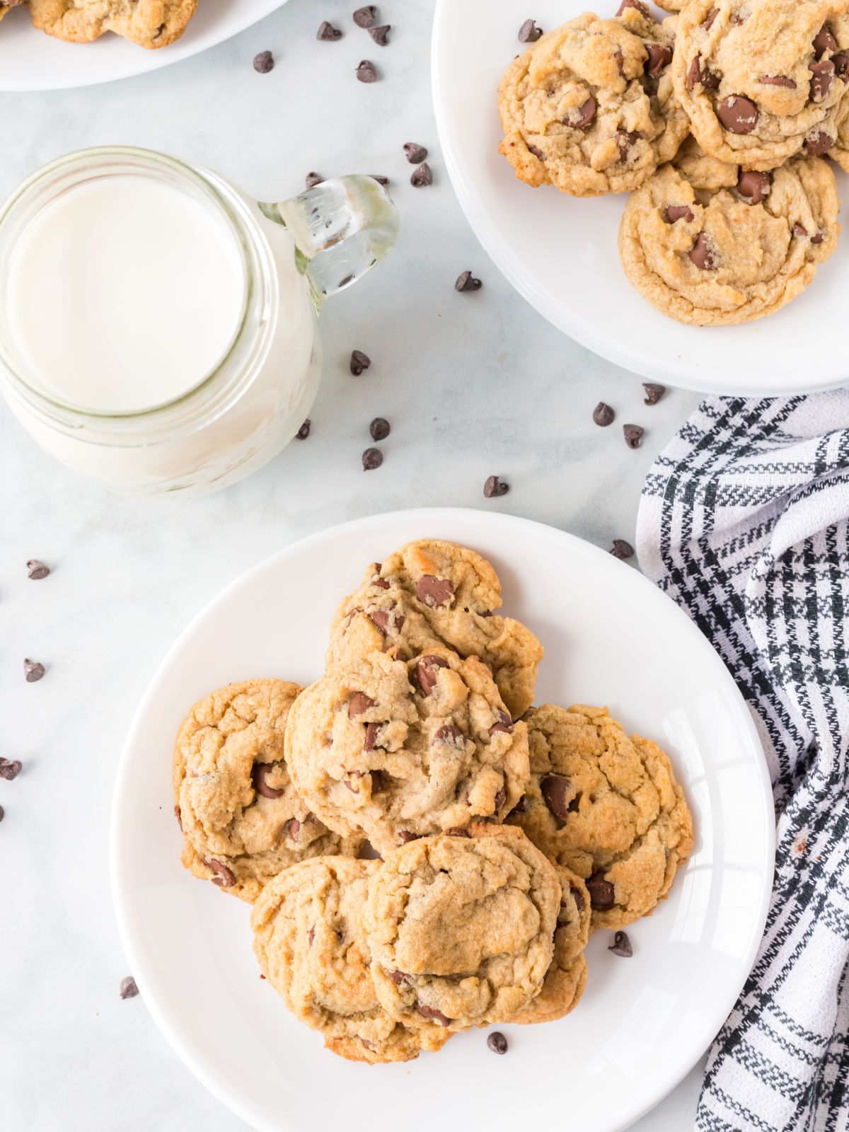 Plate of egg-free chocolate chip cookies.