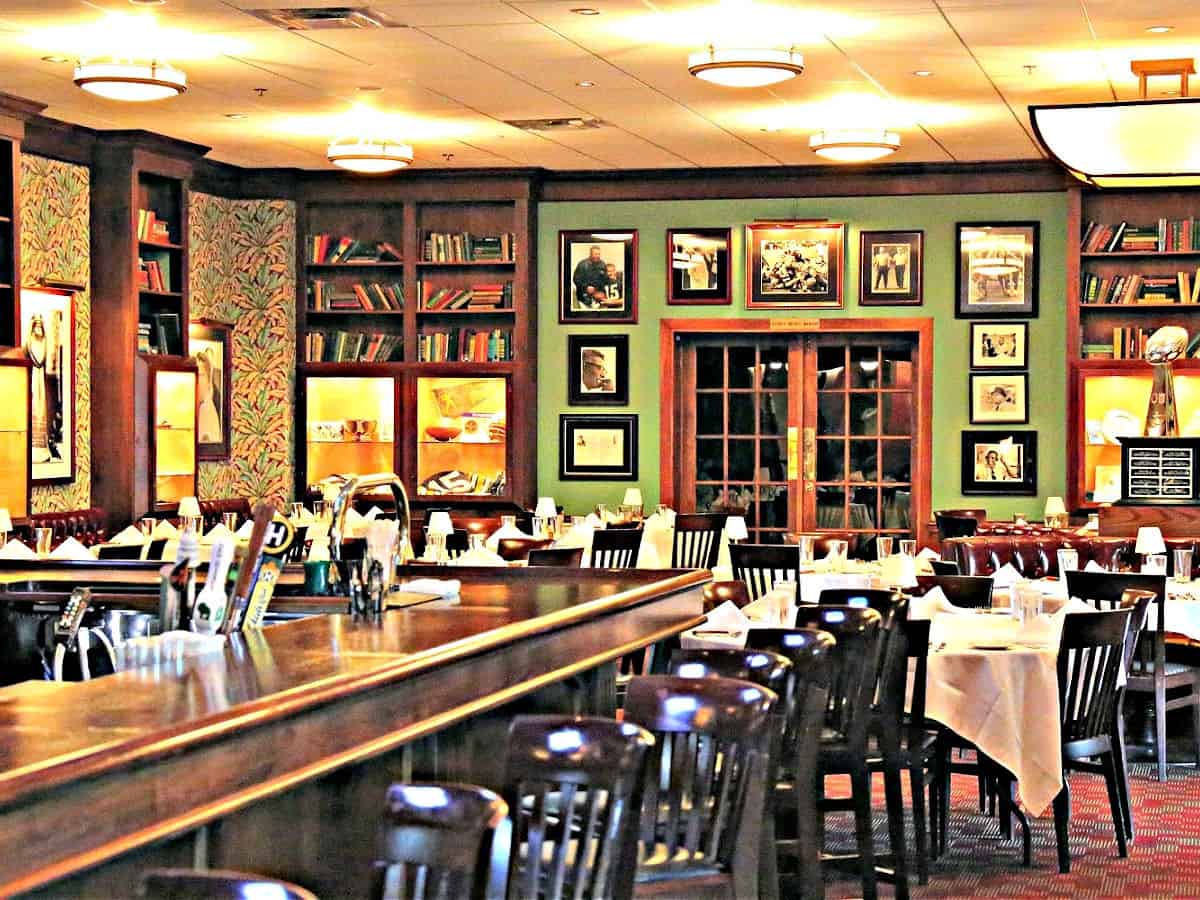 Inside Vince Lombardi's steakhouse.