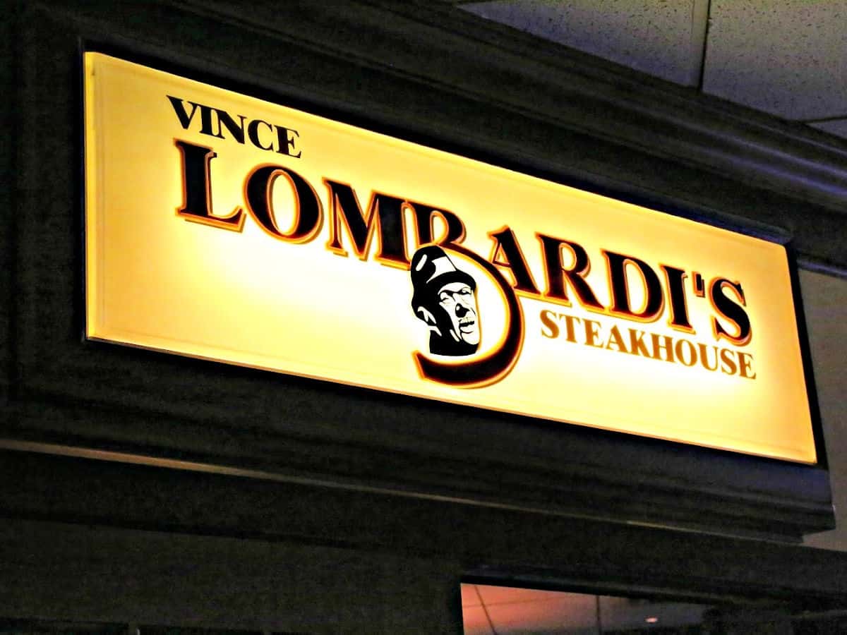Vine Lombardi's Steakhouse sign.