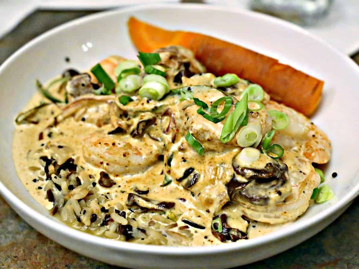 Bourbon Street Shrimp at Spats in Appleton Creamy shrimp and wild rice dish.