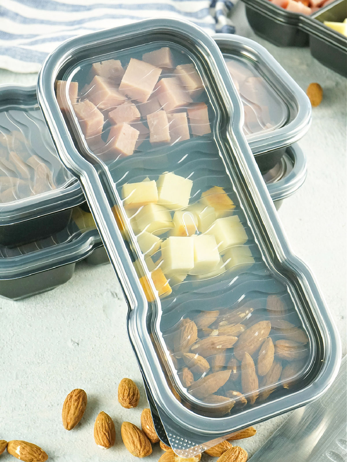 Adult protein pack with nuts, cheese, and meat.