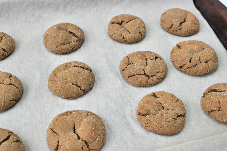 gingersnap cookies on parchment paper