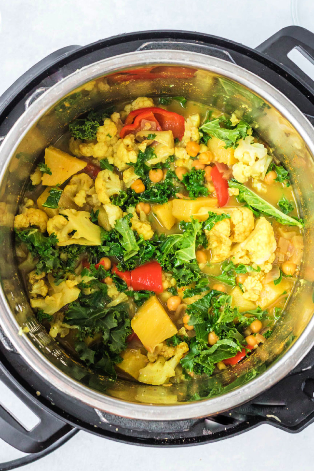 Chickpea curry in an Instant Pot.