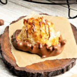 Chocolate dipped coconut macaroon.