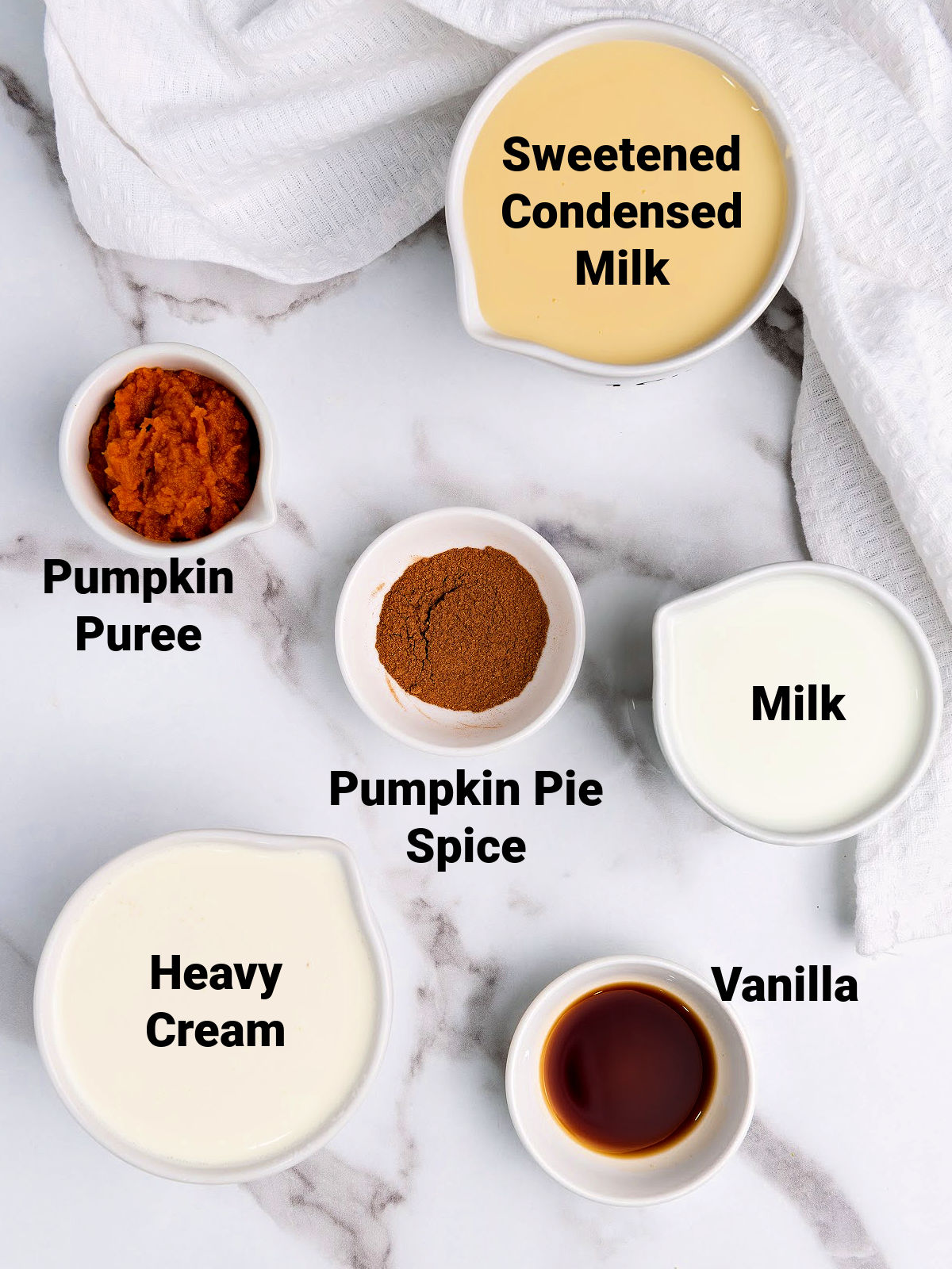 Ingredients to make pumpkin spice creamer.