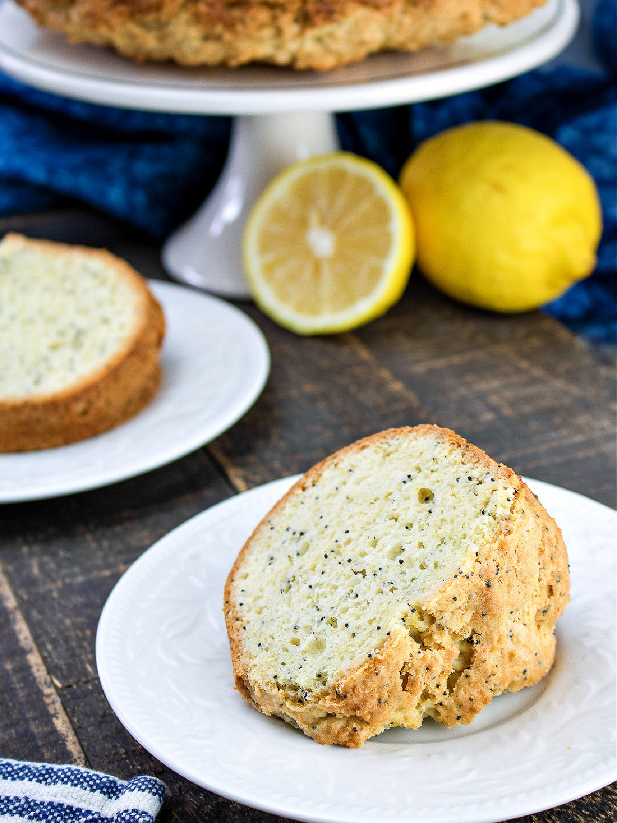 Slice of lemon poppy seed cake.