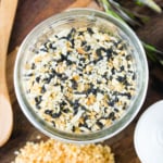 Jar of homemade everything bagel seasoning.