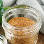 Fajita seasoning in a glass jar.