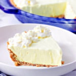 Slice of frozen lemonade pie.