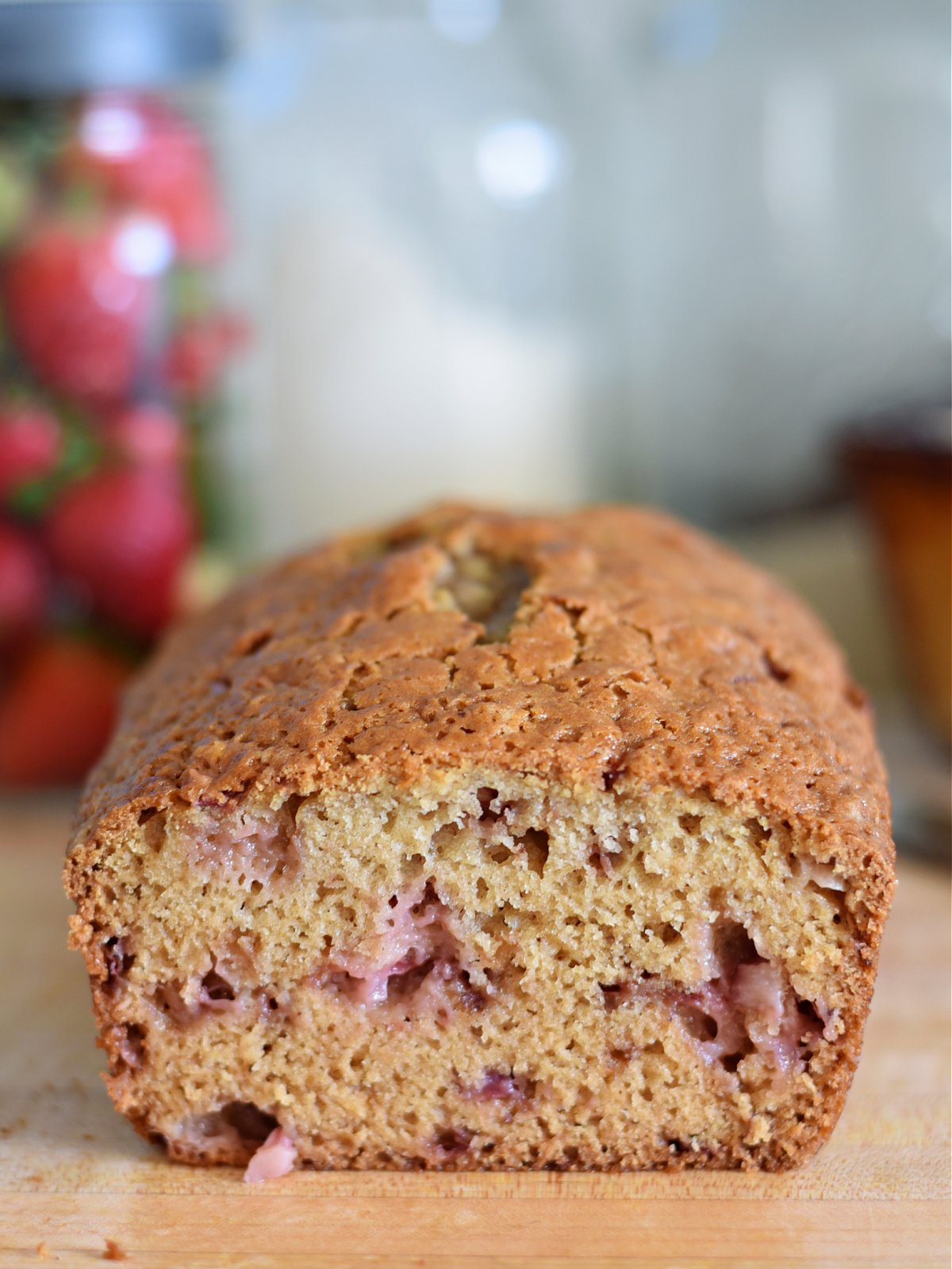 Loaf of strawberry bread.