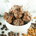 Bowl of almond clusters.