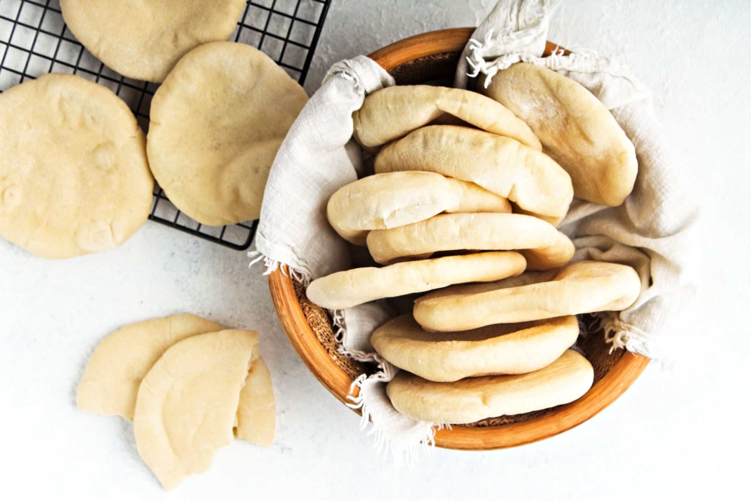 Basket of pita bread.